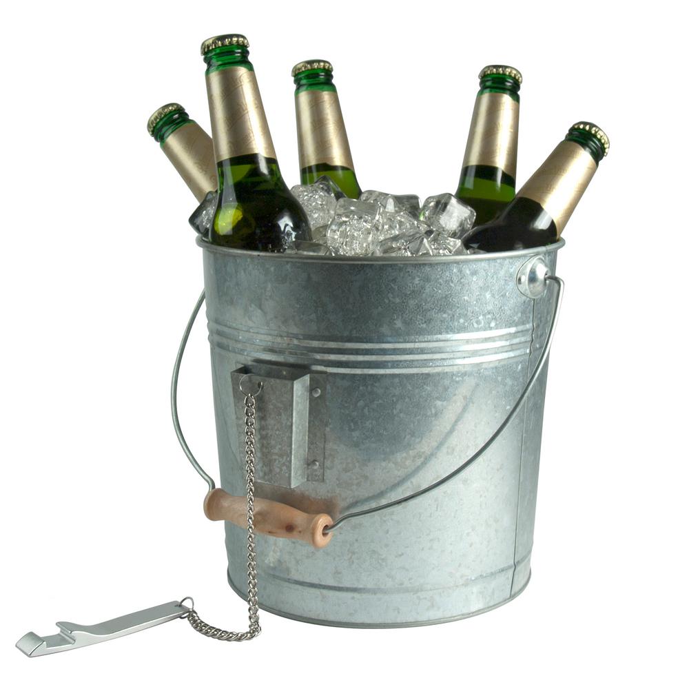 Oasis 10 in. Dia, 8 in. H Silver Color Galvanized Metal Beverage Pail