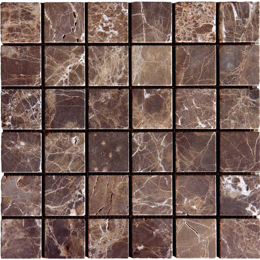 Msi Emperador Dark 12 In X 10 Mm Tumbled Marble Mesh Msi Emperador Dark 12 In X 10 Mm Tumbled Marble Mesh Mounted Mosaic Tile Sq Ft Case Smot Emp 2x2 T The Home Depot