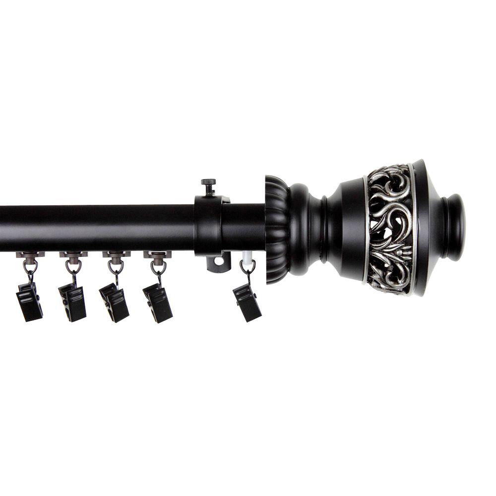 Rod Desyne 28 In 48 Telescoping Traverse Curtain Kit Telescoping Traverse Curtain Rod Kit In Black With Lattice Finial