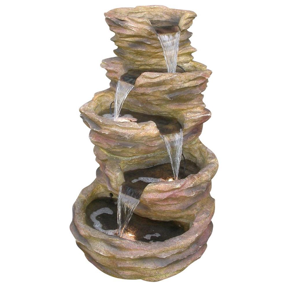 Alpine 5-Level Rock Pond Fountain with Lights - Red-GIL110RD - The Home ...