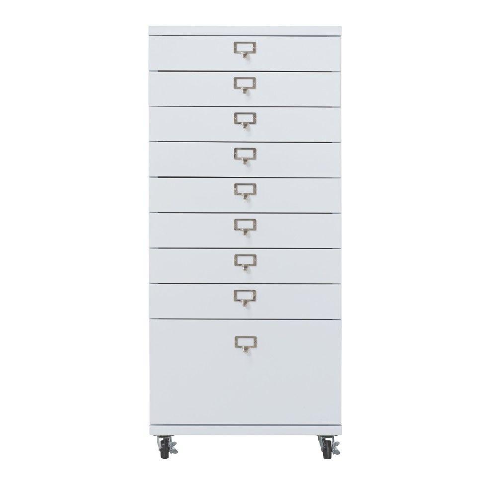 Home Decorators Collection Becker 9-Drawer Metal Cart in White by Home Decorators Collection