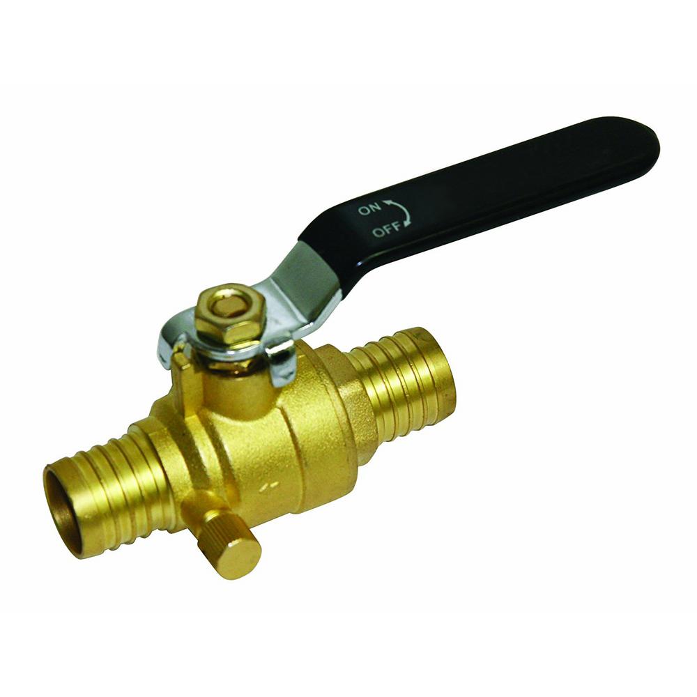 1/2 in. x 1/2 in. Brass Full Port PEX Ball Valve with Adjustable Drain