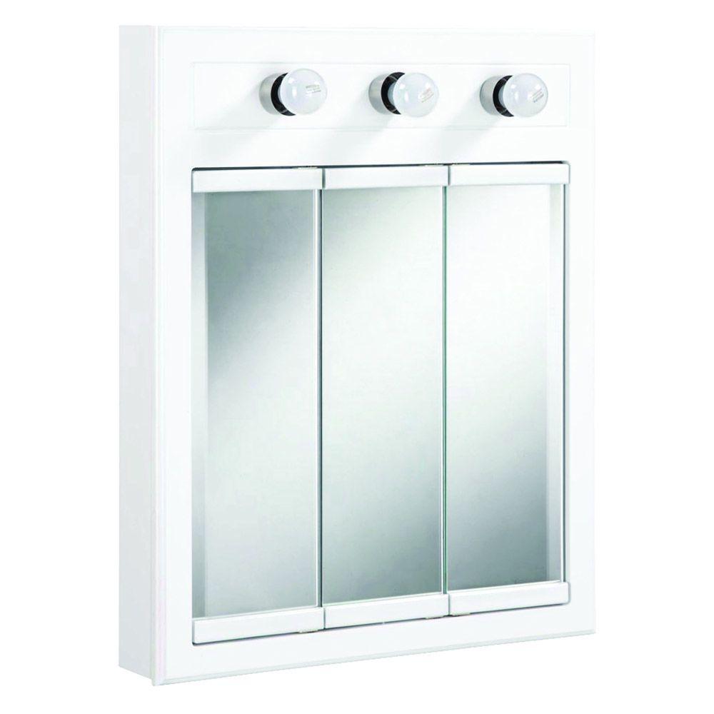 Unbranded Concord 24 In X 30 In 3 Light Tri View Surface Mount Medicine Cabinet In White Gloss 532374 The Home Depot