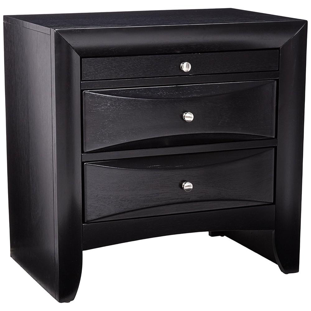 Benjara Wooden 2 Drawer Black Nightstand With Tray Bm69441 The Home Depot