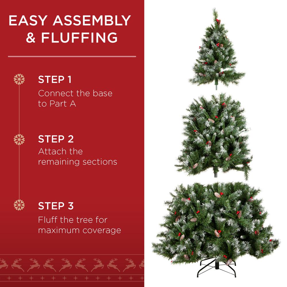 Best Choice Products 7 5 Ft Pre Lit Incandescent Flocked Pre Decorated Artificial Christmas Tree With 550 Warm White Lights Sky5881 The Home Depot