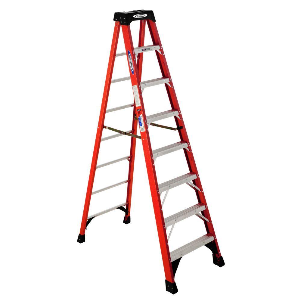 8 ft. Fiberglass Step Ladder with 300 lb. Load Capacity Type IA Duty Rating
