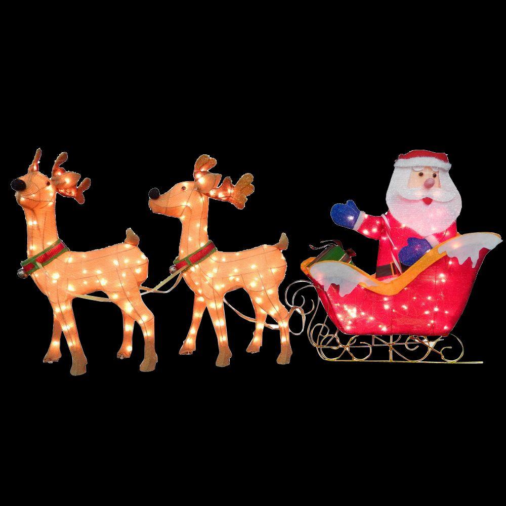National Tree Company 34 In Santa And Reindeer With Clear Lights Df Santa And Reindeer With Clear Lights