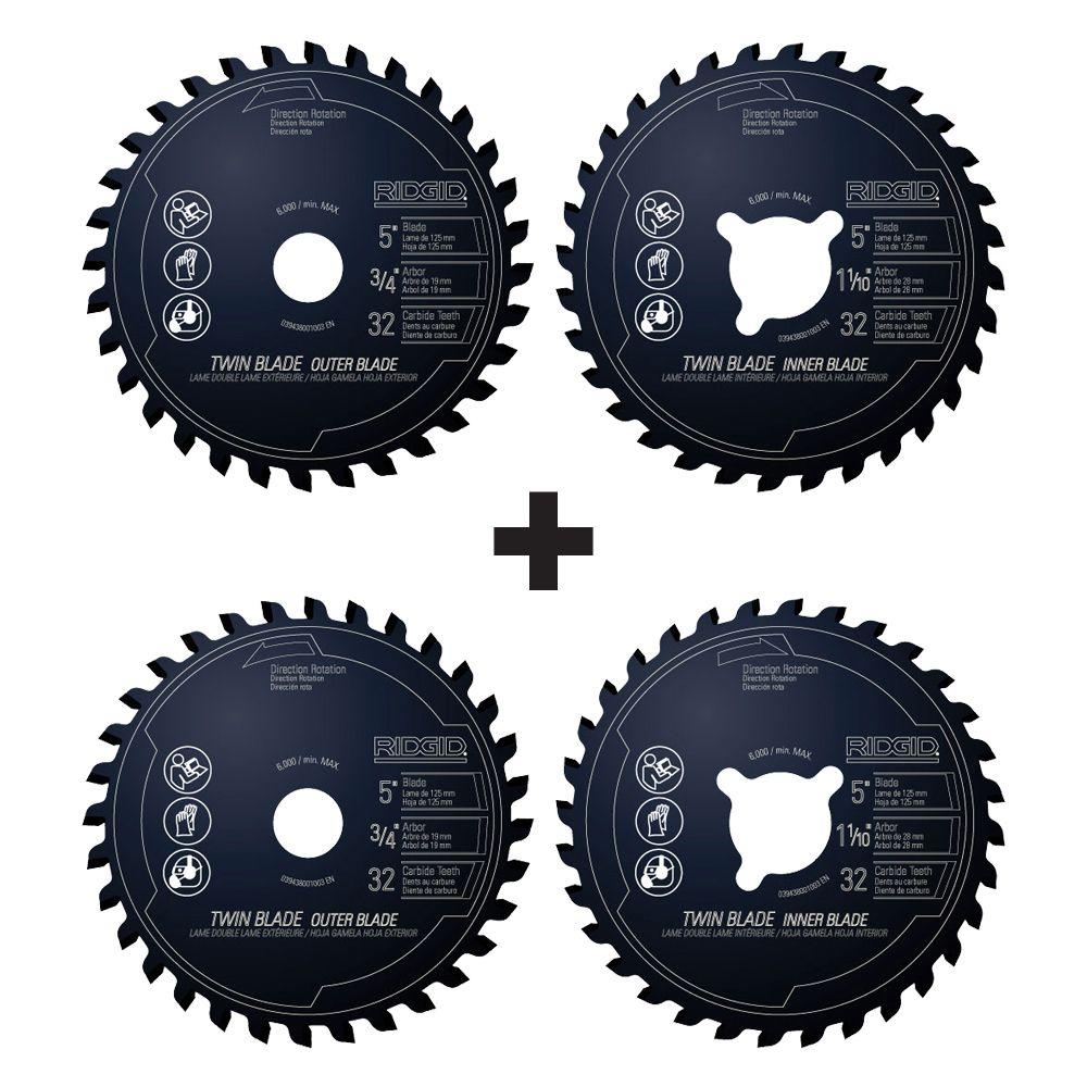RIDGID 5 in. x 32Tooth Dual Twin Saw Blade Set (2Pack)R0532C002