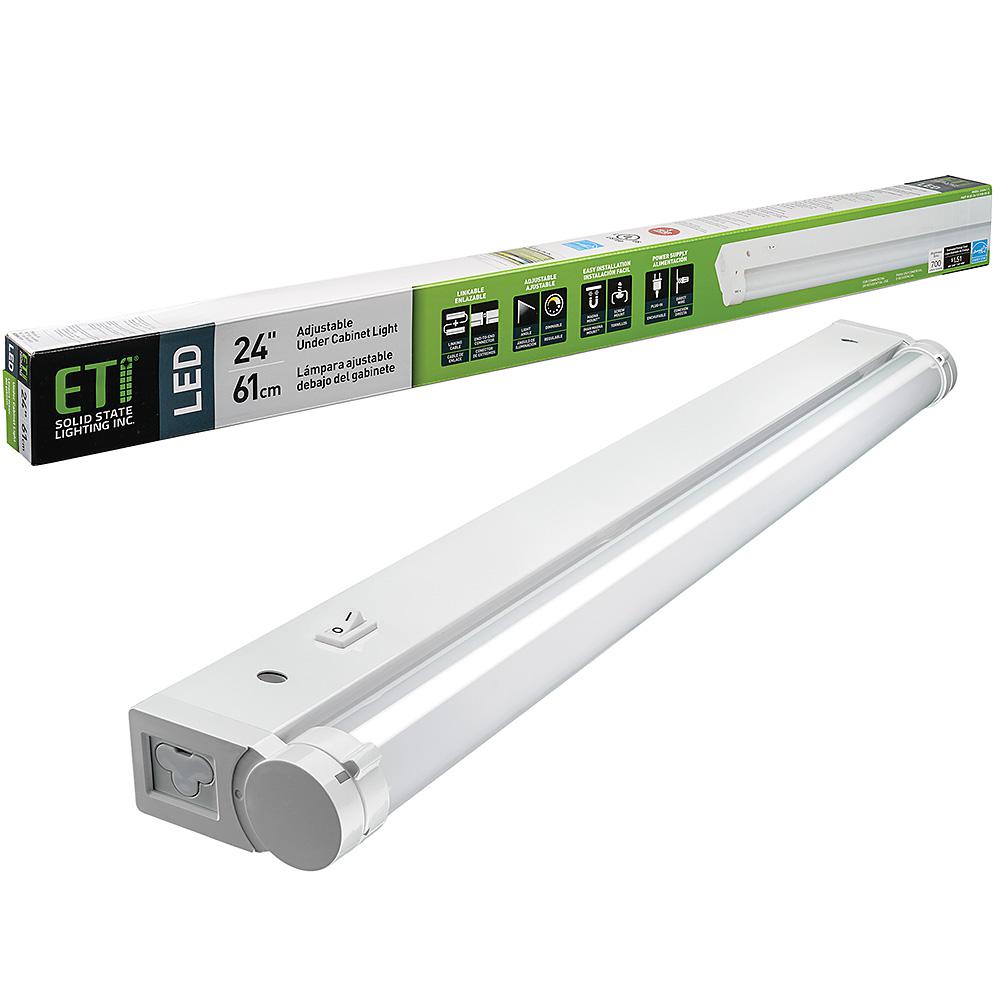 ETi 24 in. LED Beam Adjustable Under Cabinet Strip Light Linkable Plug ...