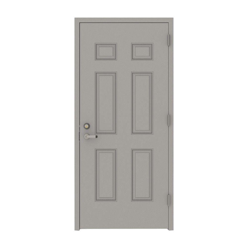 36 in. x 84 in. Gray LeftHand 6Panel Security Steel Prehung Commercial Door with Welded Frame 36 in. x 84 in. Gray LeftHand 6Panel Security Steel Prehung Commercial Door with Welded Frame