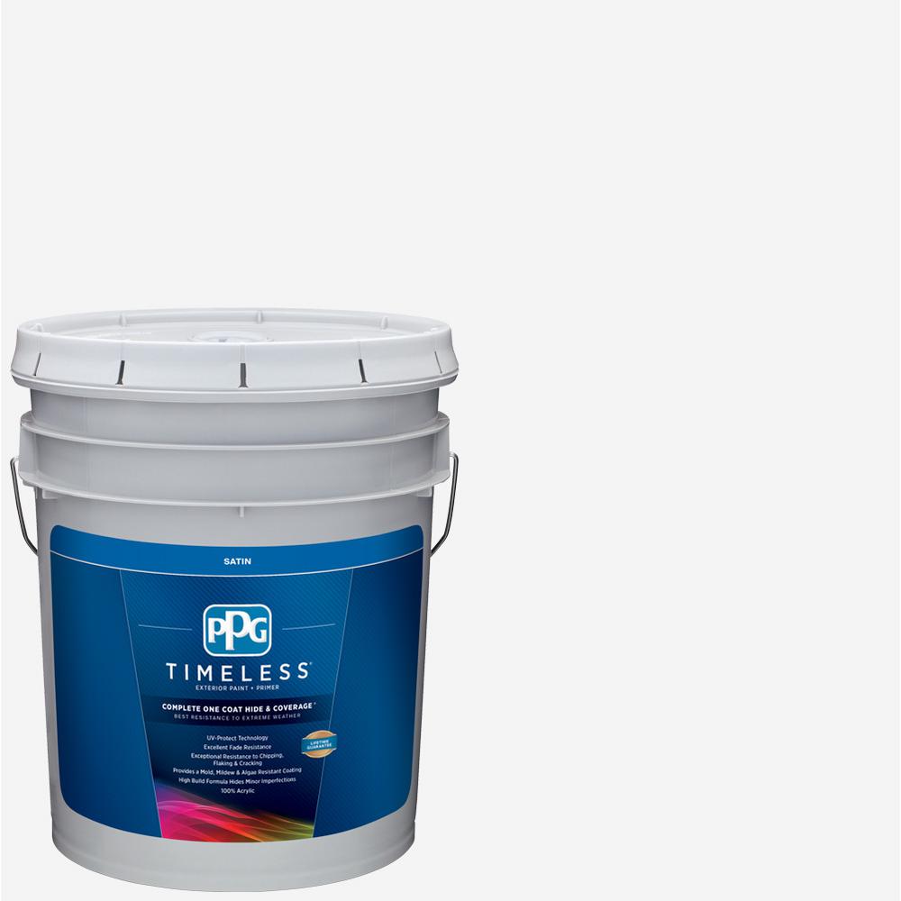 PPG Timeless 5 gal. Pure White/Base 1 Satin Exterior Paint PPG Timeless 5 gal. Pure White/Base 1 Satin Exterior Paint