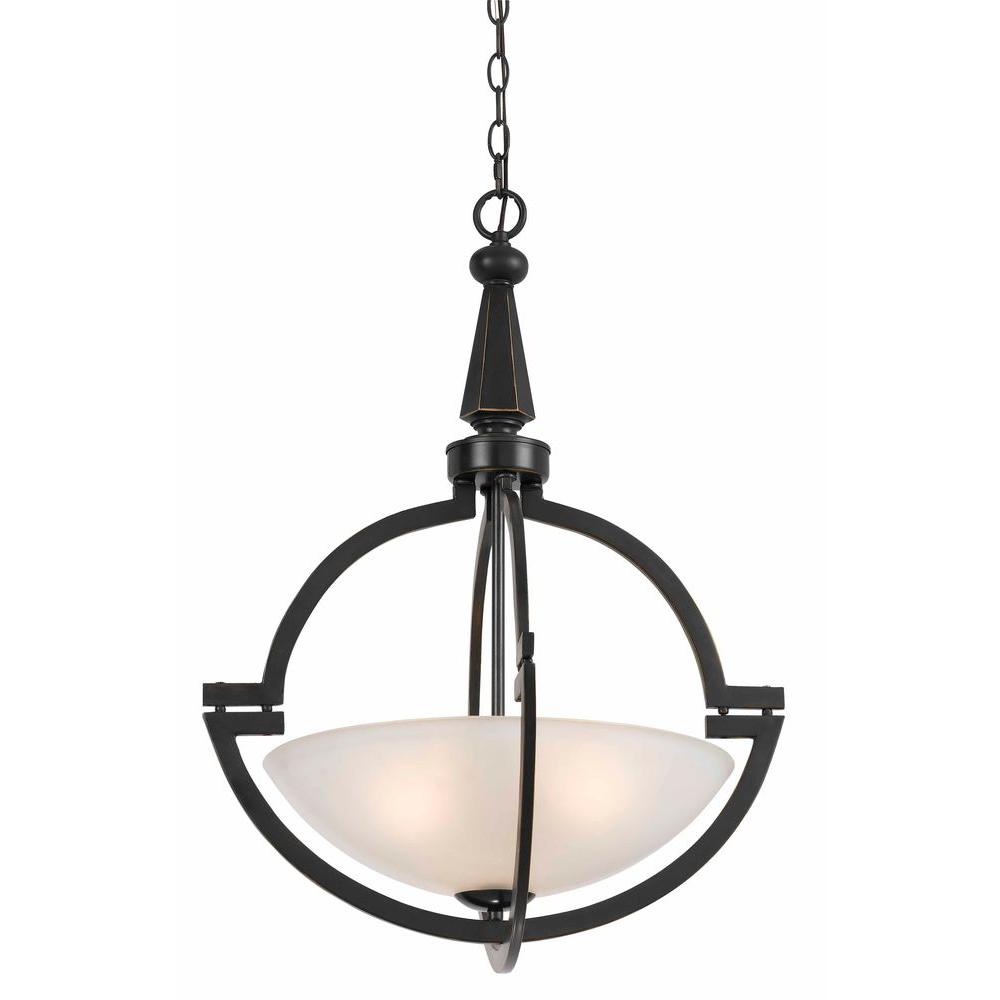 Cal Lighting Pendant Lights The Home Depot 3 Light Oil Rubbed Bronze Pendant With Gl Shades