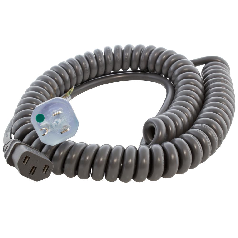 AC WORKS Up to 10ft 10A 18/3 Coiled Medical Grade Power Cord With C13