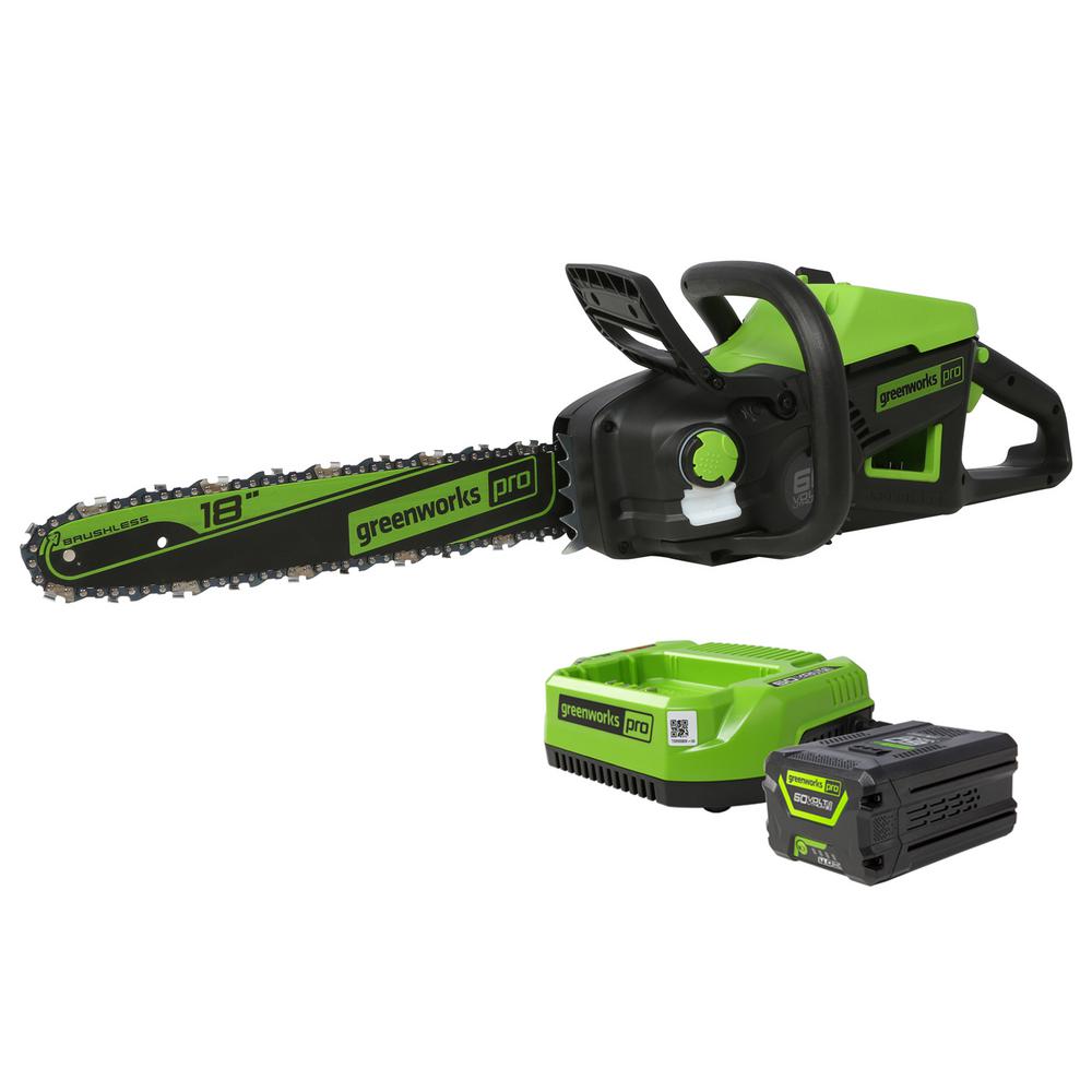 Greenworks Pro 18 In. 60-volt Cordless Chainsaw With 4.0 Ah Battery And 