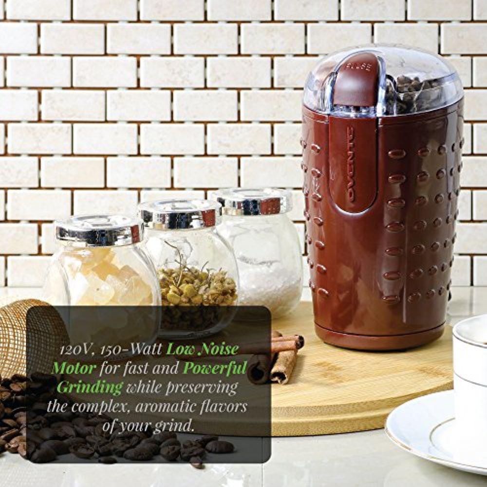 Ovente 2.5 oz. Brown Electric Coffee Grinder and Other SpicesSeeds Nuts, Grains