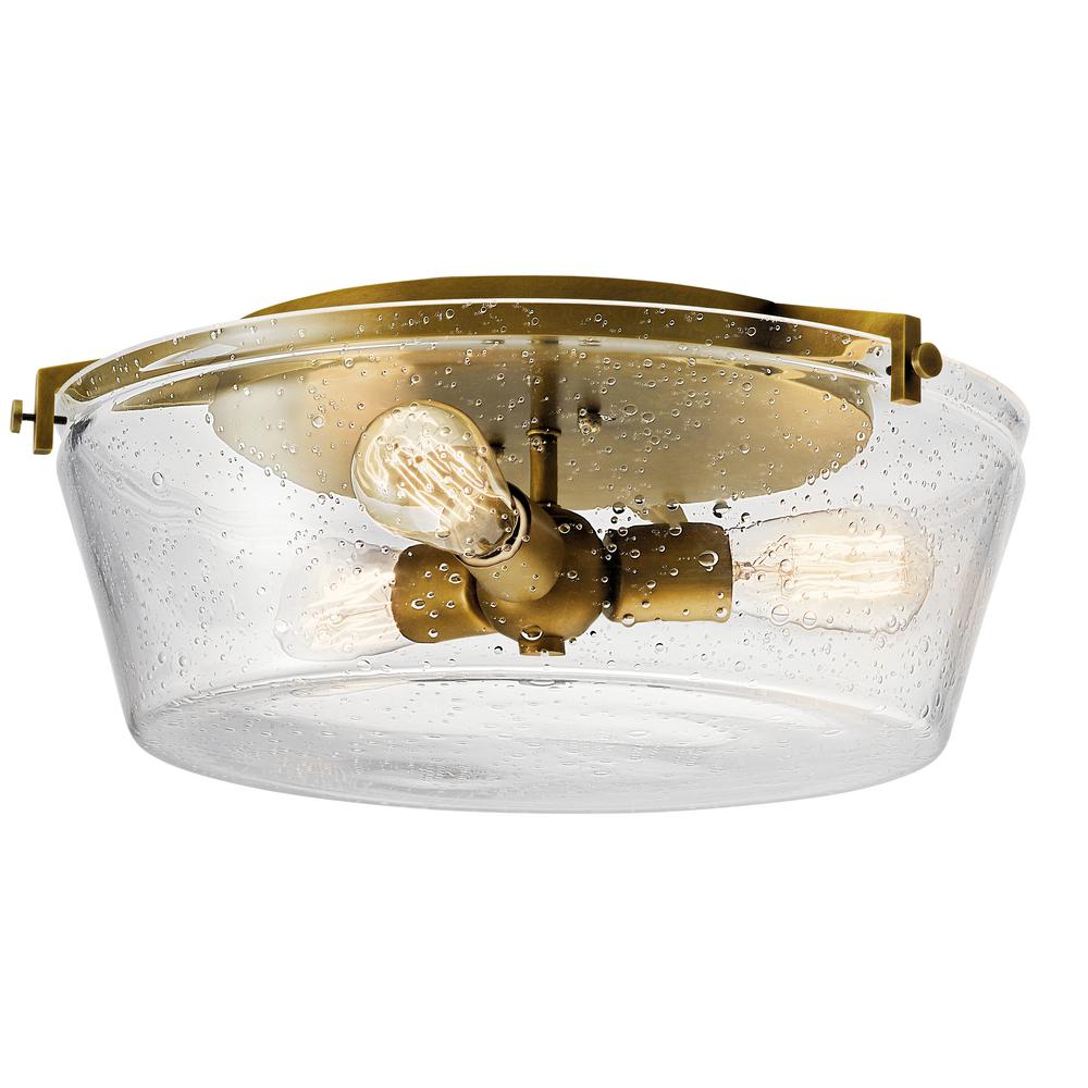 KICHLER Alton 18.5 in. 3-Light Natural Brass Flush Mount Ceiling Light ...