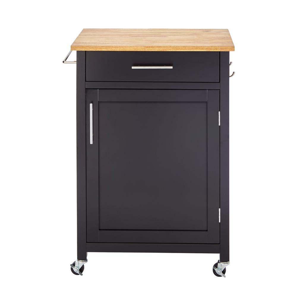 StyleWell Glenville Black Single Kitchen Cart SK17787Cr2BBB The Home