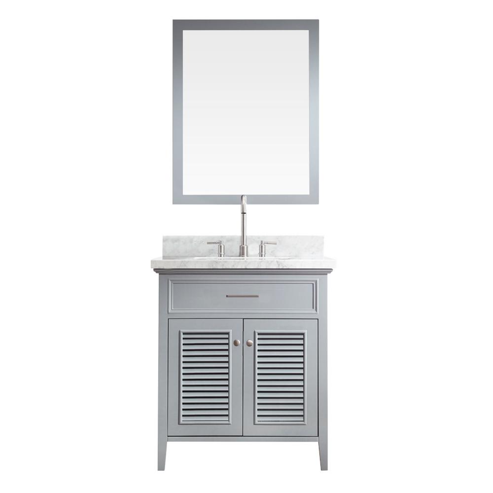 Ariel Kensington 31 In Bath Vanity Grey With Marble Top Bath Vanity In Grey With Marble Top Carrara White