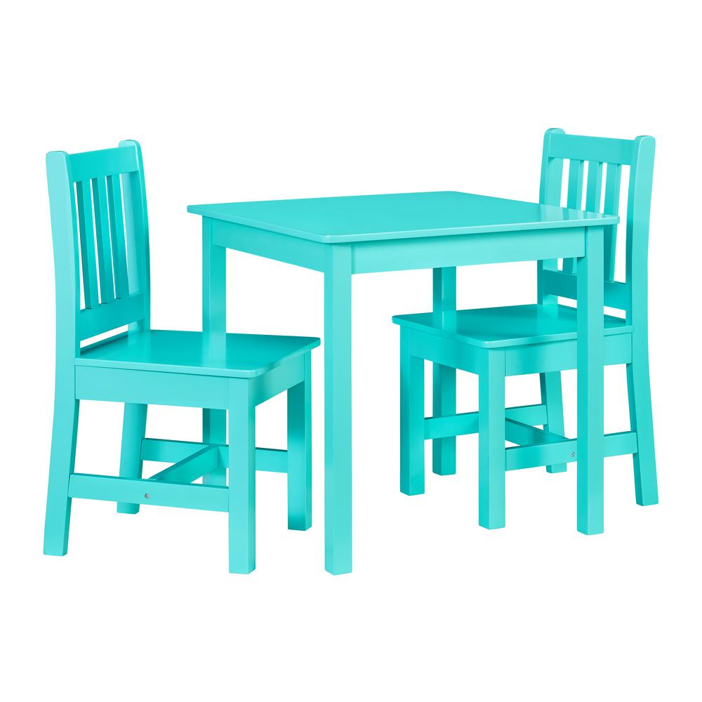 Linon Home Decor Keena Teal Kid Table And Two Chairs THD00714 The