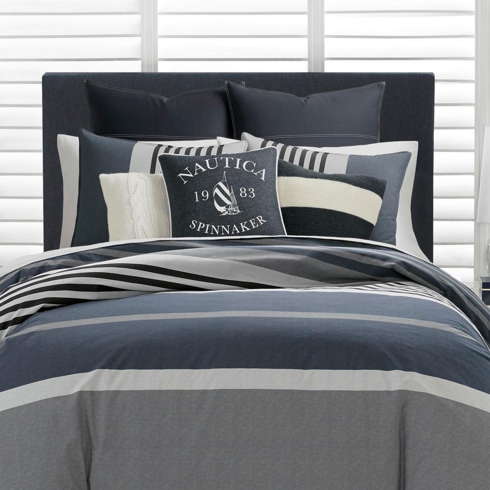 Nautica Rendon 3 Piece Charcoal Full Queen Comforter Set