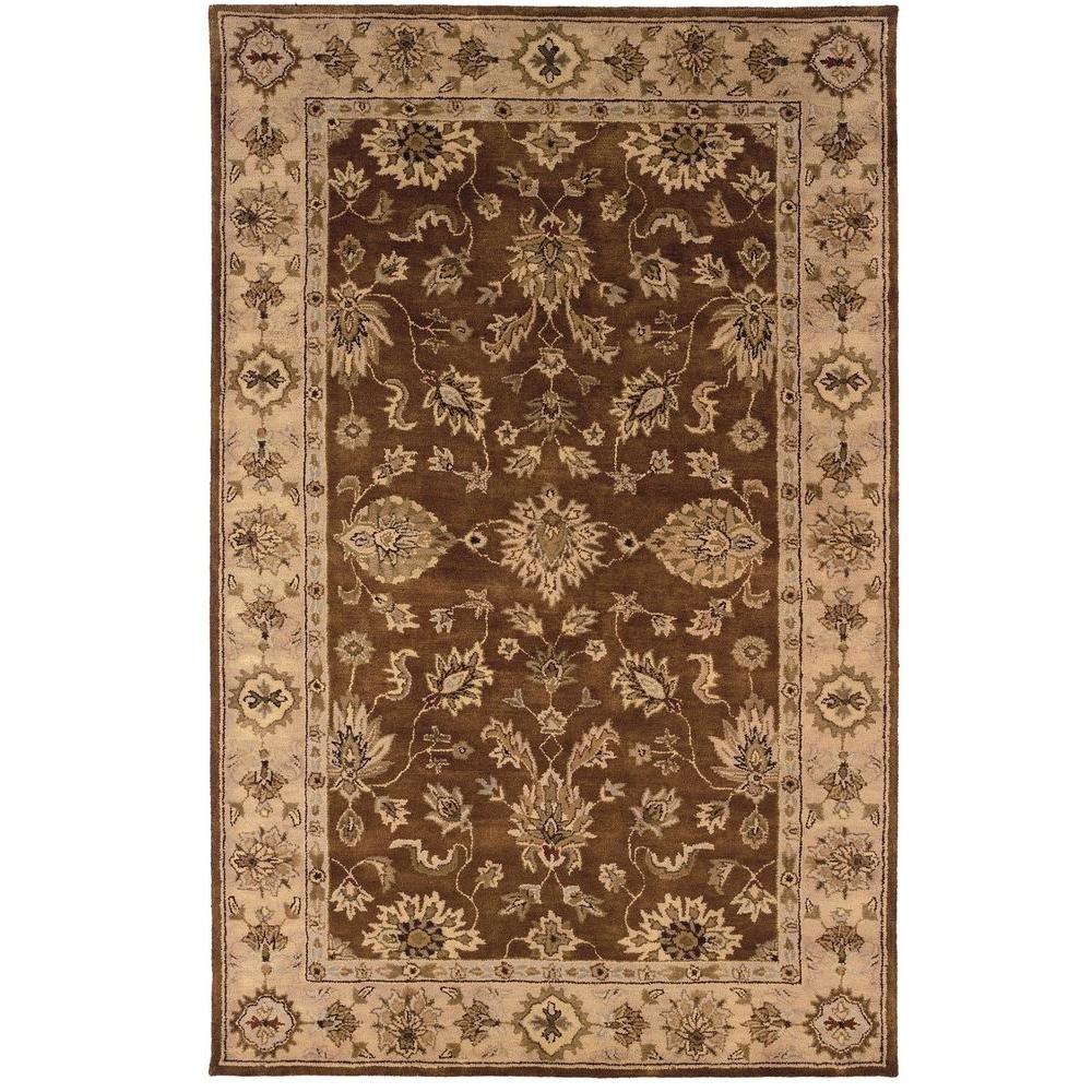 Linon Home Decor Rosedown Collection Brown and Gold 8 ft. x 10 ft