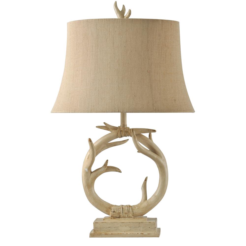 StyleCraft 30 In Distressed Cream Table Lamp With Beige Hardback   Distressed Cream Stylecraft Table Lamps L38968ads 64 1000 