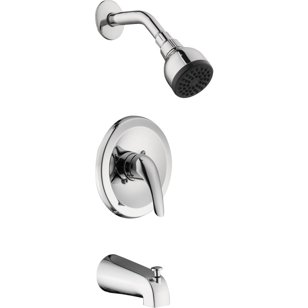 aragon single-handle 1-spray tub and shower faucet in chrome (valve  included)