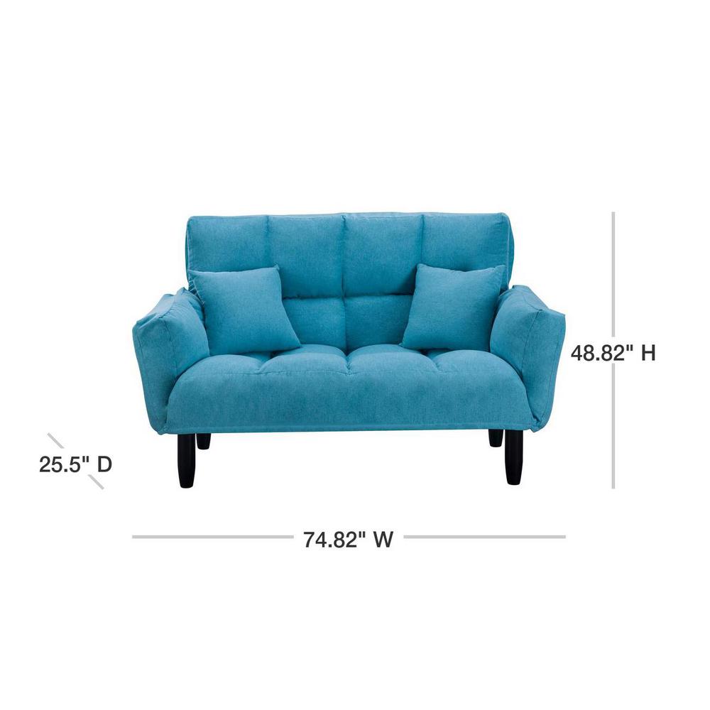 Harper Bright Designs Blue Chic Loveseat Sleeper Sofa Twin Size Blue Chic Loveseat Sleeper Sofa