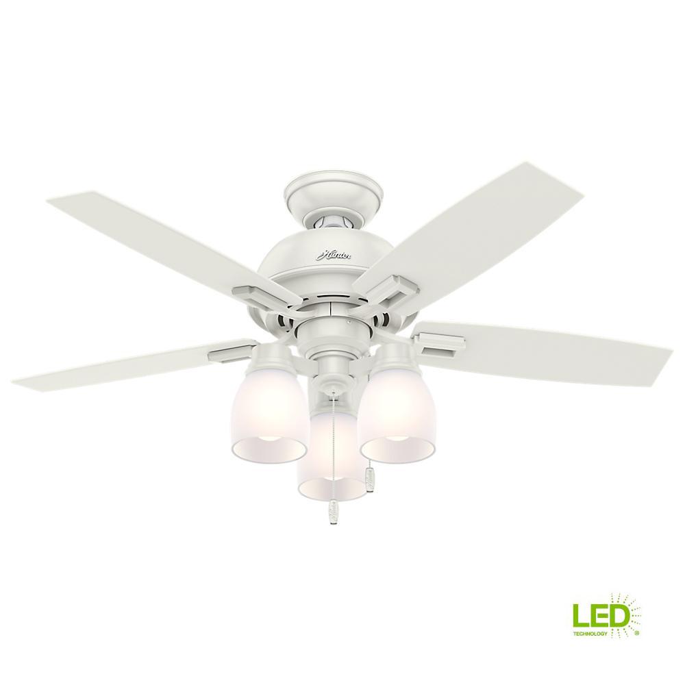 Hunter Donegan 44 In Led 3 Light Indoor Fresh White Ceiling Fan Hunter Donegan 44 In Led 3 Light Indoor Fresh White Ceiling Fan