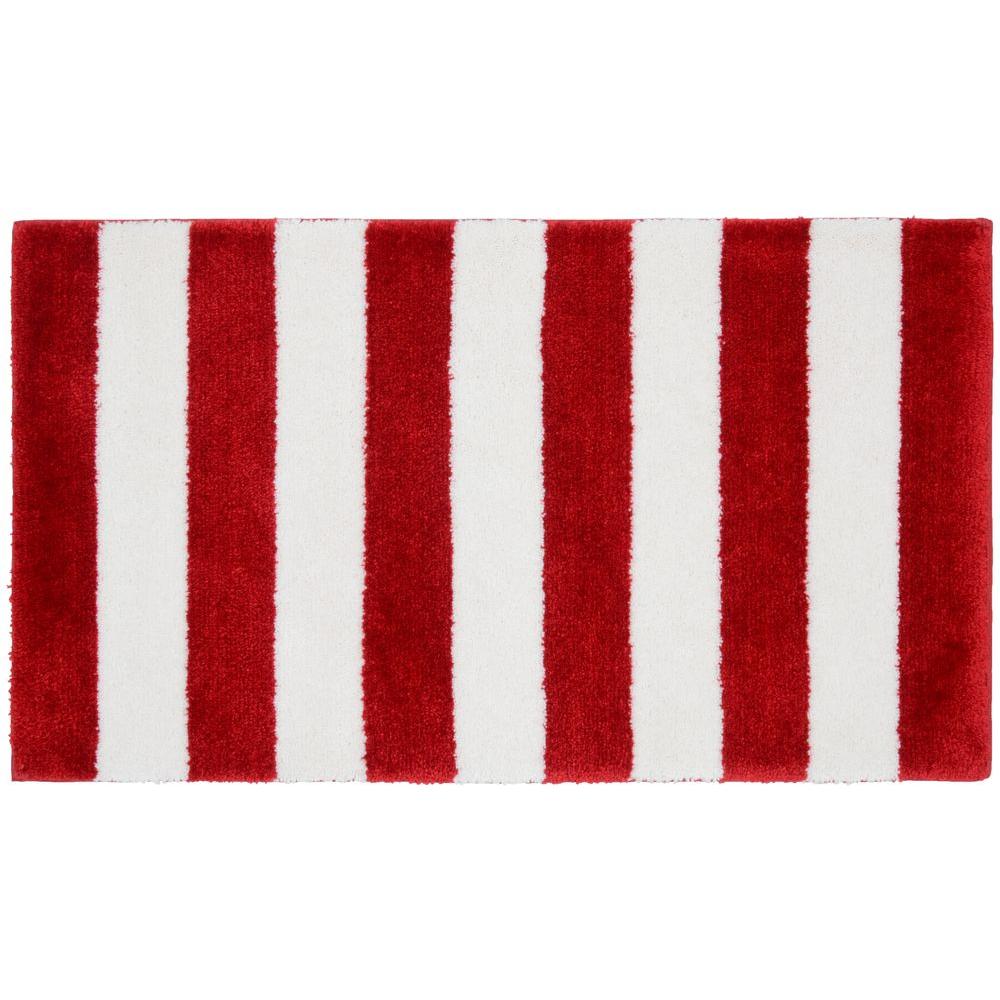 Garland Rug Beach Stripe Crimson Red White 21 In X 34 In Bath