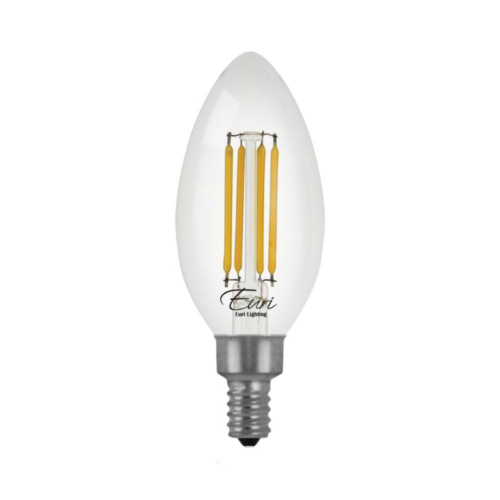 Euri Lighting 60 Watt Equivalent B10 2700k Clear Energy Star Dimmable Led Light Bulb In Warm White 4 Pack Vb10 3020cec 4 The Home Depot