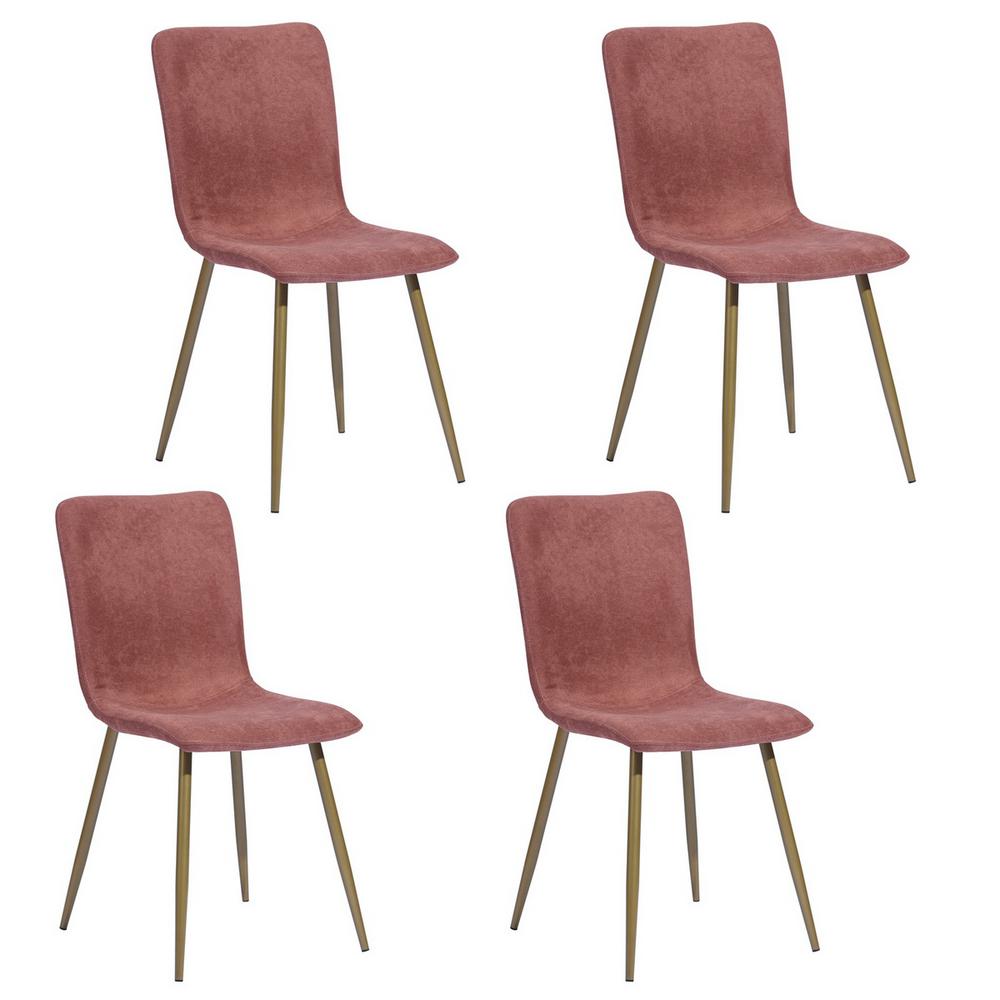 Scargill Coral Upholstered Textured Fabric Dining Chairs Set Of 4