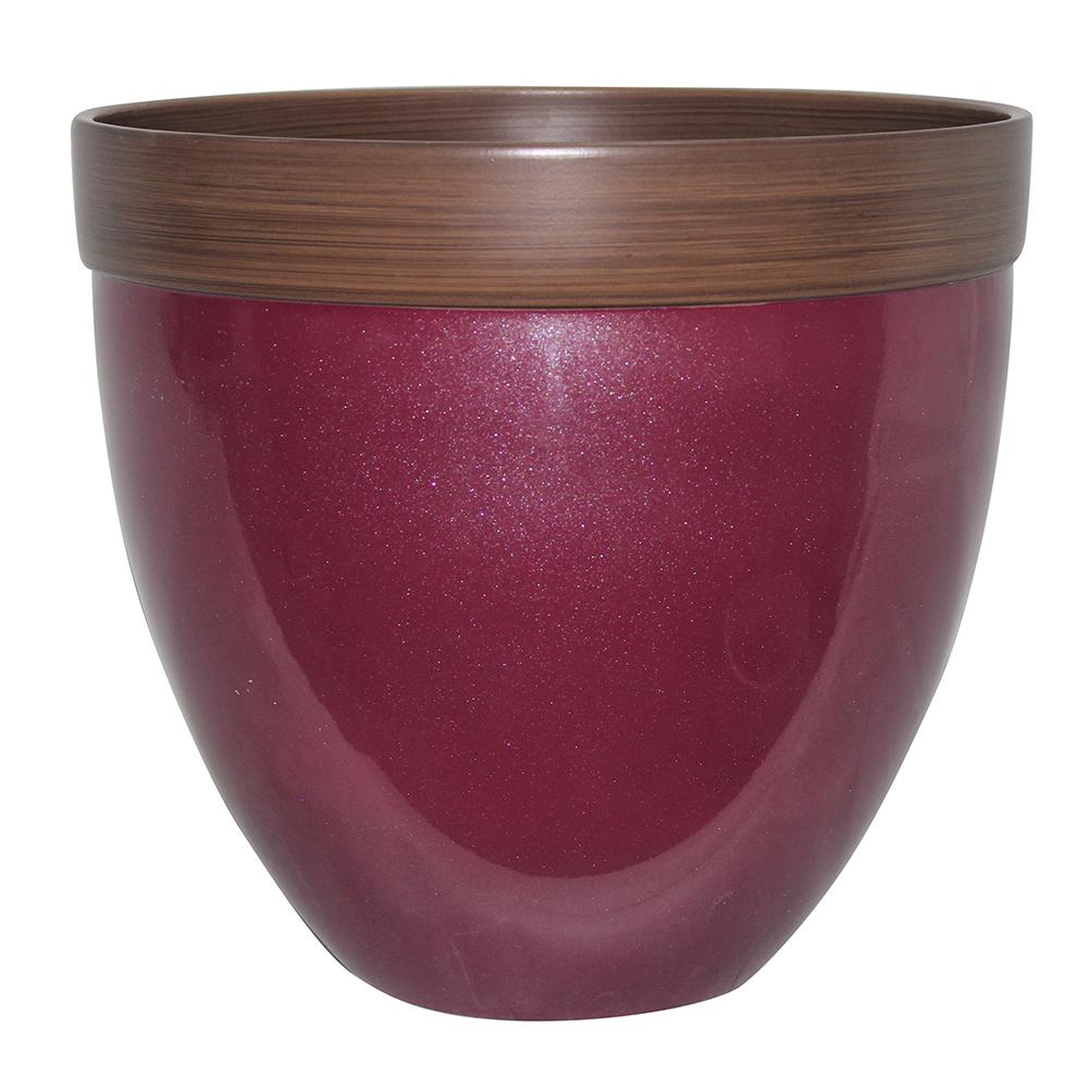 Southern Patio Devyn 14.5 in. Dia Rumba Red Resin Planter 