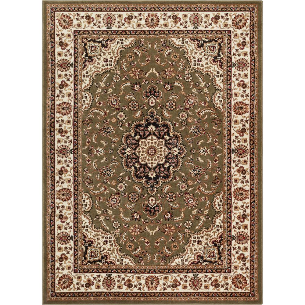 Well Woven Barclay Medallion Kashan Green 9 ft. x 13 ft. Traditional