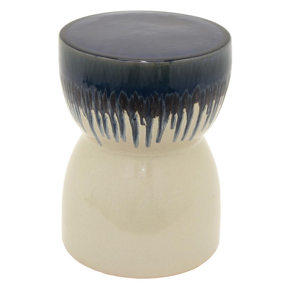 Three Hands 16 75 In Porcelain Ceramic Garden Stool Finished Porcelain Ceramic Garden Stool Finished In Blue 72201 The Home Depot