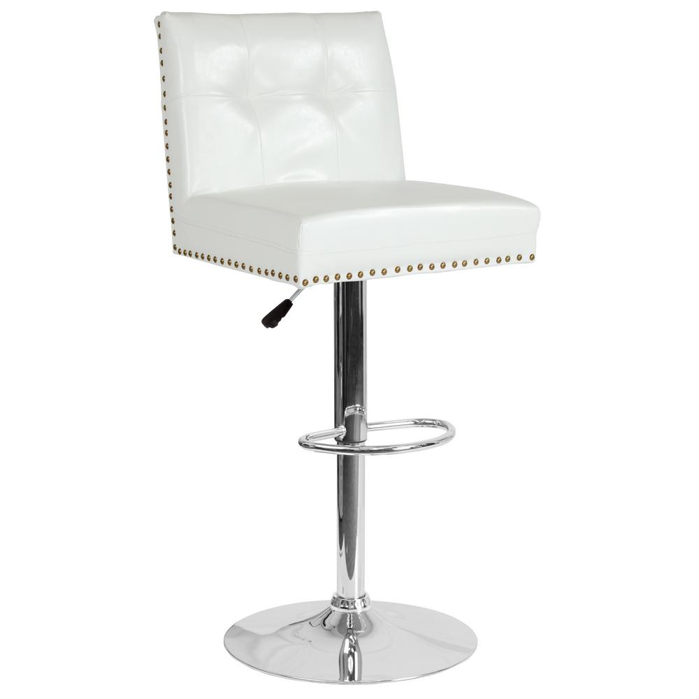 Carnegy Avenue 34 in. Adjustable Height White Leather Bar StoolCGADS231723WHHD The Home Depot