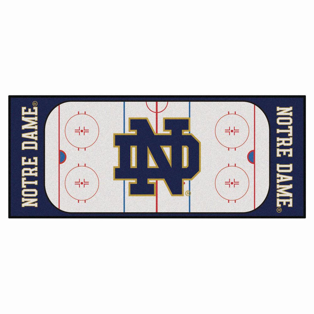 Fanmats Ncaa Notre Dame White 3 Ft X 6 Indoor Hockey Rink Runner Rug