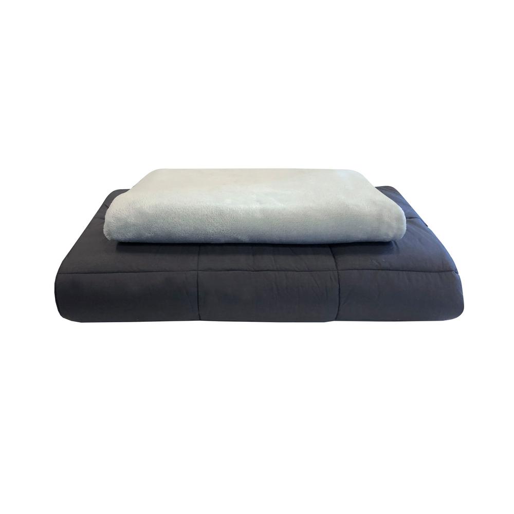 Weighted Acupressure Plush Grey Blanket With Removable Cover