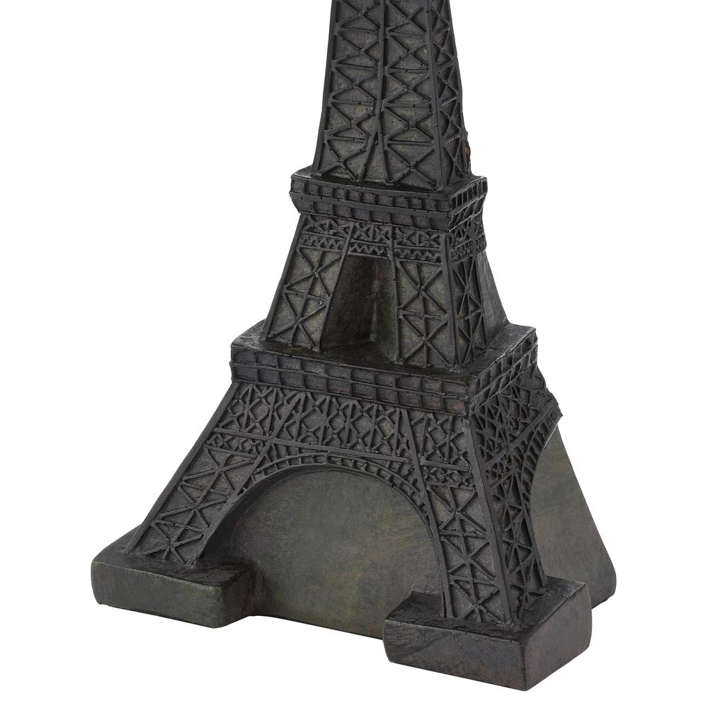 Simple Designs 16 In Brown Slate Eiffel Tower Lamp With French Script Writing Printed Wheat Fabric Paris Shade