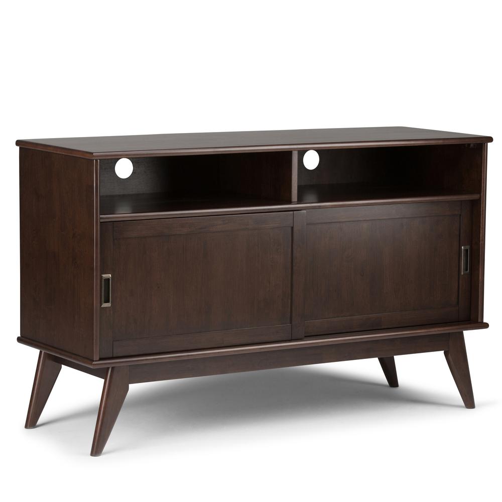 Simpli Home Draper Mid Century Medium Auburn Brown 54 In Tall Tv Simpli Home Draper Mid Century Medium Auburn Brown 54 In Tall Tv Media Stand