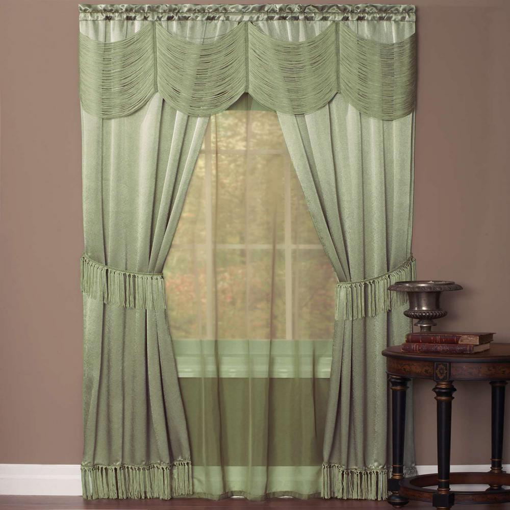 Achim Sheer Halley Sage Window Curtain Set 56 in. W x 63 in. L