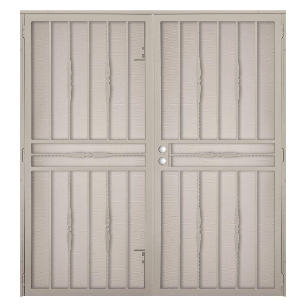 Security Doors Exterior The Home Depot 60 In X 80 Cottage Rose Tan Surface Mount Outswing