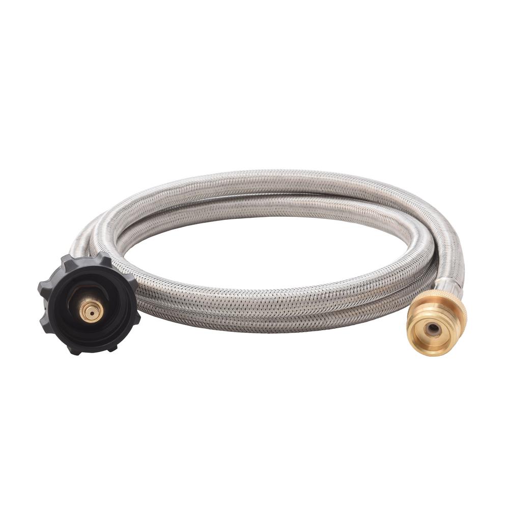 Flame King 5 ft. Stainless Steel Braided Propane Adapter Hose 1 lb. to