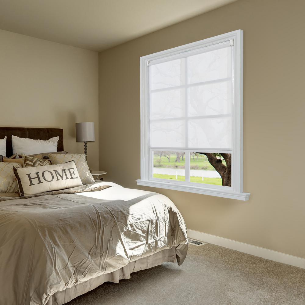 HOME basics Cut-to-Width White Cord-Free Easy Lift Spring Action Light Filtering Roller Shade 67 in. W x 72 in. L