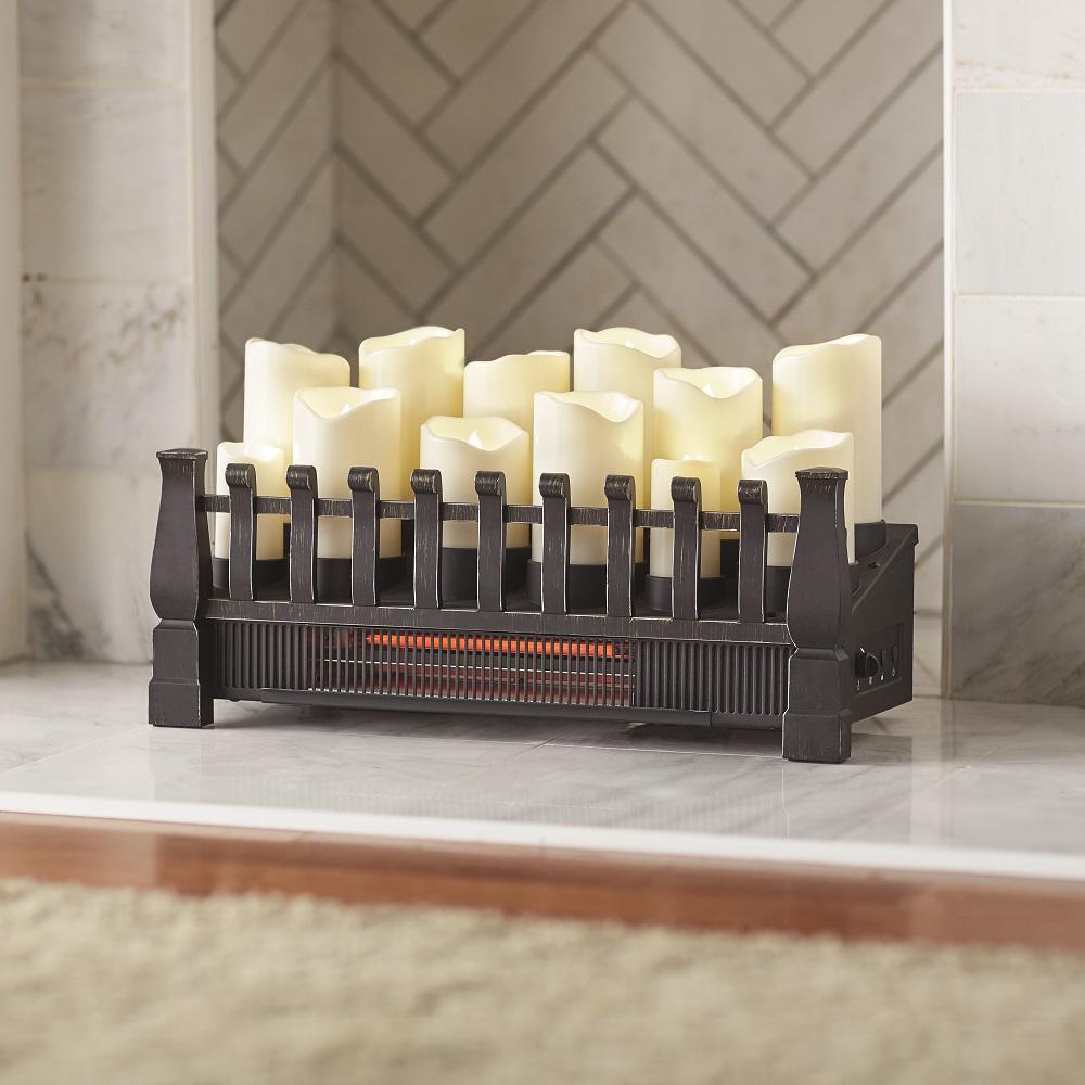 20 Candle Electric Fireplace Insert Infrared Heater Brindle Flame