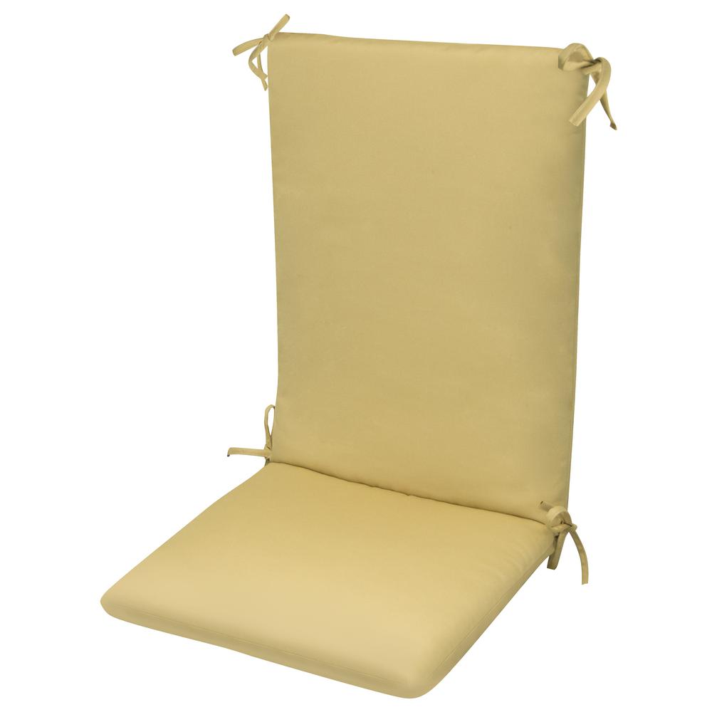 Paradise Cushions High Back Chair Cushionknife Edge Hinged Solution High Back Chair Cushionknife Edge Hinged Solution Dyed Polyester Fiber Fill Beige Sun Spun Fabric