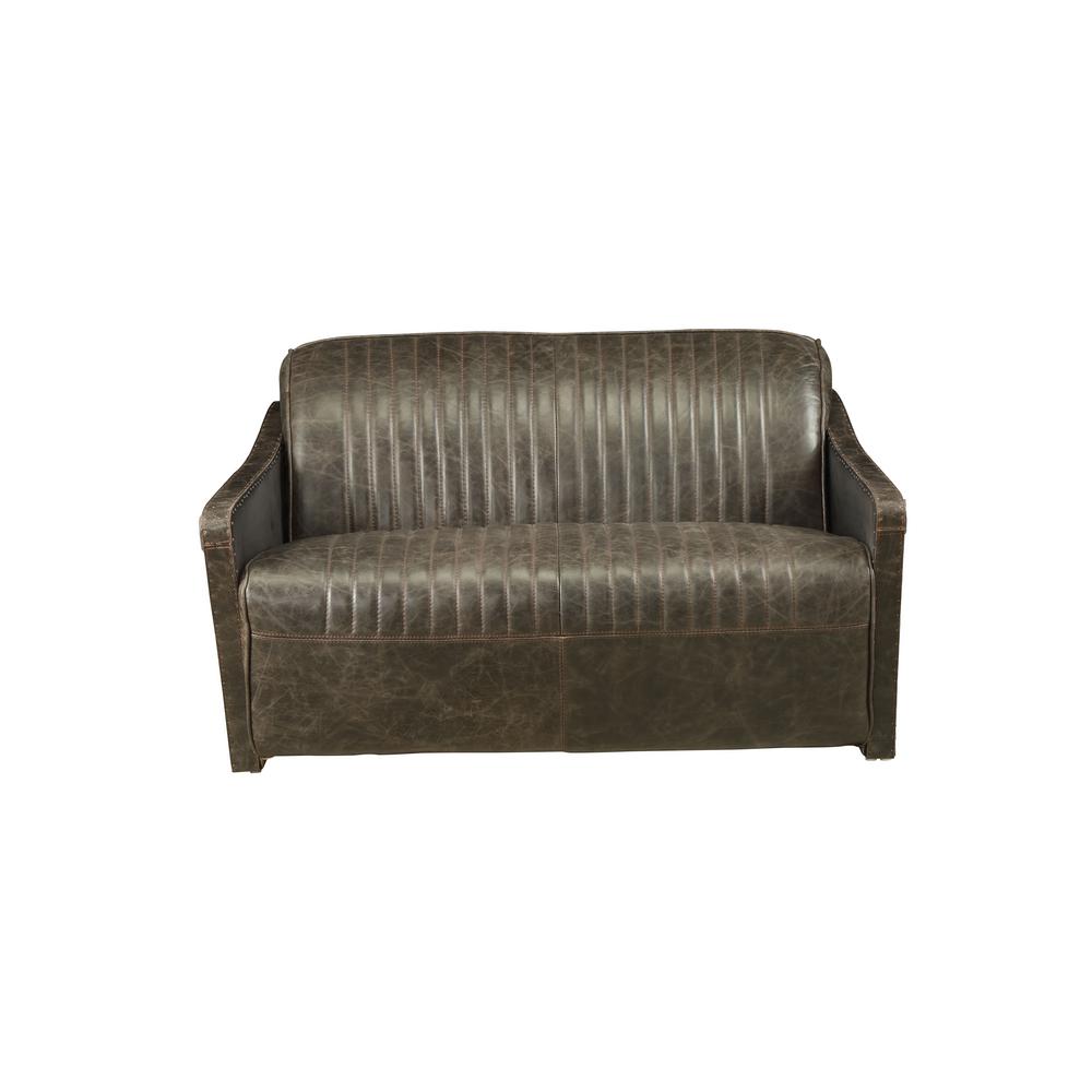 Acme Furniture Winchester Aluminum And Distressed Espresso Top Grain Acme Furniture Winchester Aluminum And Distressed Espresso Top Grain Leather Loveseat
