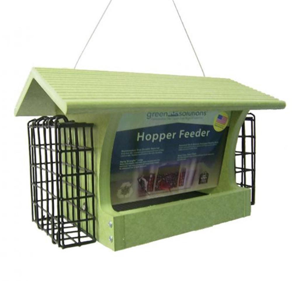 Birds Choice Green 3 Qt Hopper And Suet Cage Wild Bird Feeder By