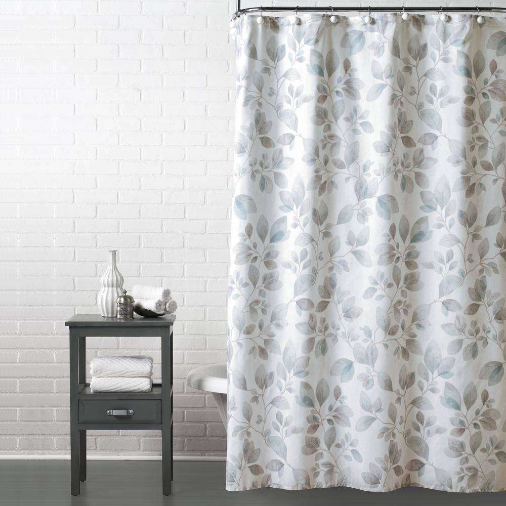 Faithful Leaves 72 In Shower Curtain Gray