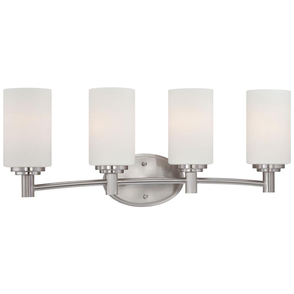 Thomas Lighting Pittman 4 Light Brushed Nickel Wall Vanity Light 190025217 The Home Depot